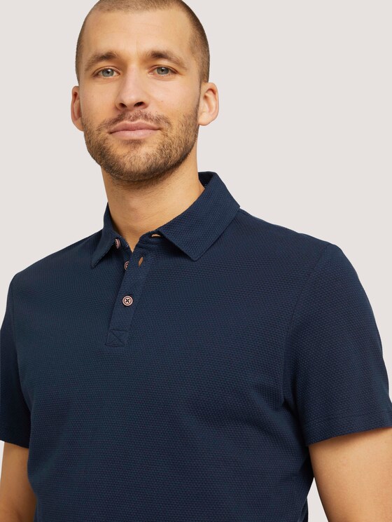 strukturiertes Poloshirt mit Bio-Baumwolle - Männer - Dark Blue strukturiertes Poloshirt mit Bio-Baumwolle - Männer - Dark Blue - 9 - TOM TAILOR