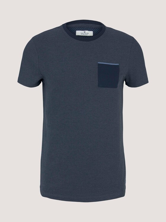 strukturiertes T-Shirt - Männer - Blue White Base Melange strukturiertes T-Shirt - Männer - Blue White Base Melange - 7 - TOM TAILOR
