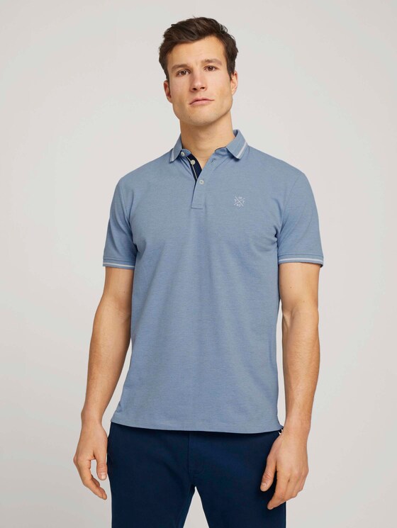 strukturiertes Poloshirt - Männer - yonder blue dark melange strukturiertes Poloshirt - Männer - yonder blue dark melange - 1 - TOM TAILOR