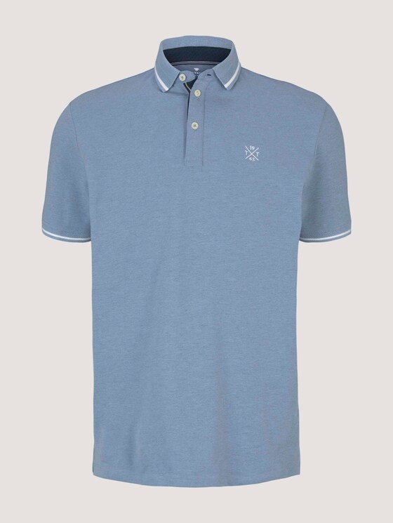 strukturiertes Poloshirt - Männer - yonder blue dark melange strukturiertes Poloshirt - Männer - yonder blue dark melange - 7 - TOM TAILOR
