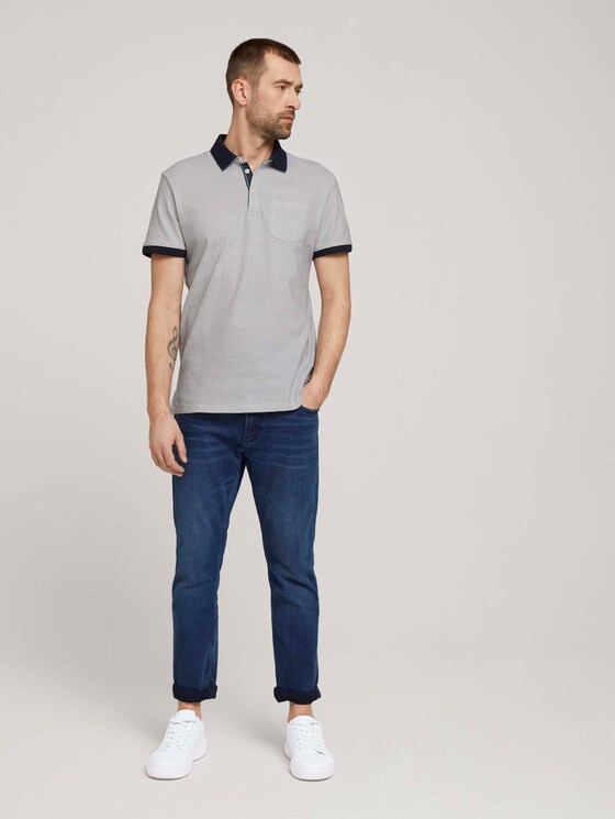 strukturiertes Poloshirt - Männer - white navy wave design strukturiertes Poloshirt - Männer - white navy wave design - 3 - TOM TAILOR