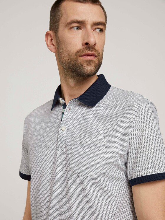 strukturiertes Poloshirt - Männer - white navy wave design strukturiertes Poloshirt - Männer - white navy wave design - 9 - TOM TAILOR