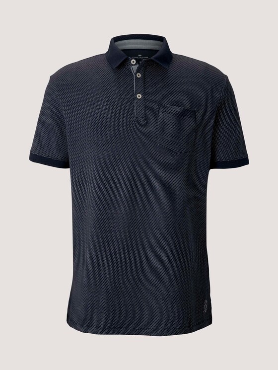 strukturiertes Poloshirt - Männer - navy blue wave design strukturiertes Poloshirt - Männer - navy blue wave design - 7 - TOM TAILOR