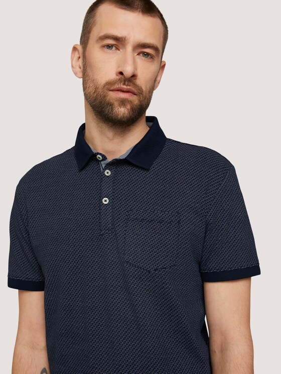 strukturiertes Poloshirt - Männer - navy blue wave design strukturiertes Poloshirt - Männer - navy blue wave design - 9 - TOM TAILOR