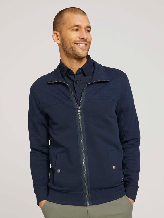 Sweatjacke mit Stehkragen - Männer - Dark Blue Sweatjacke mit Stehkragen - Männer - Dark Blue - 1 - TOM TAILOR