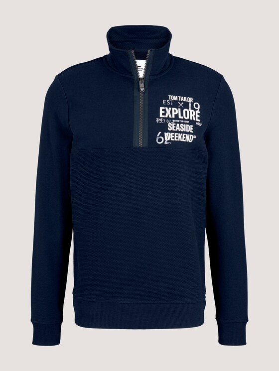 Sweatshirt mit Troyer-Kragen - Männer - Dark Blue Sweatshirt mit Troyer-Kragen - Männer - Dark Blue - 7 - TOM TAILOR