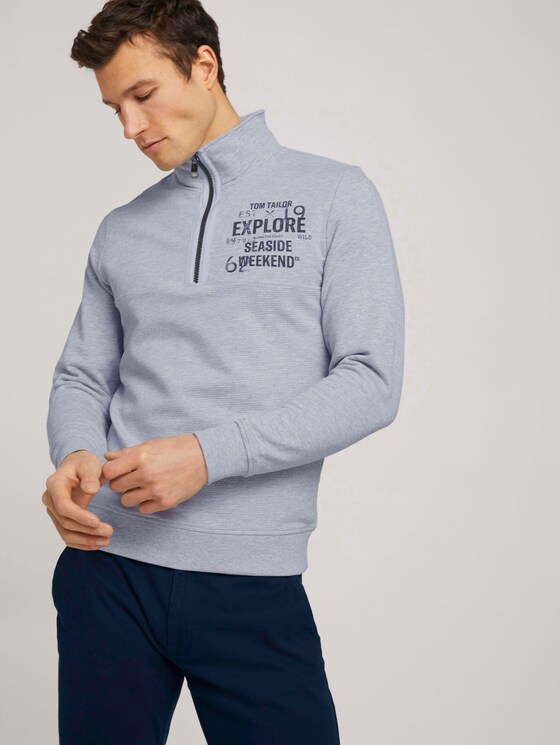 Sweatshirt mit Troyer-Kragen - Männer - Light Stone Grey Melange Sweatshirt mit Troyer-Kragen - Männer - Light Stone Grey Melange - 5 - TOM TAILOR