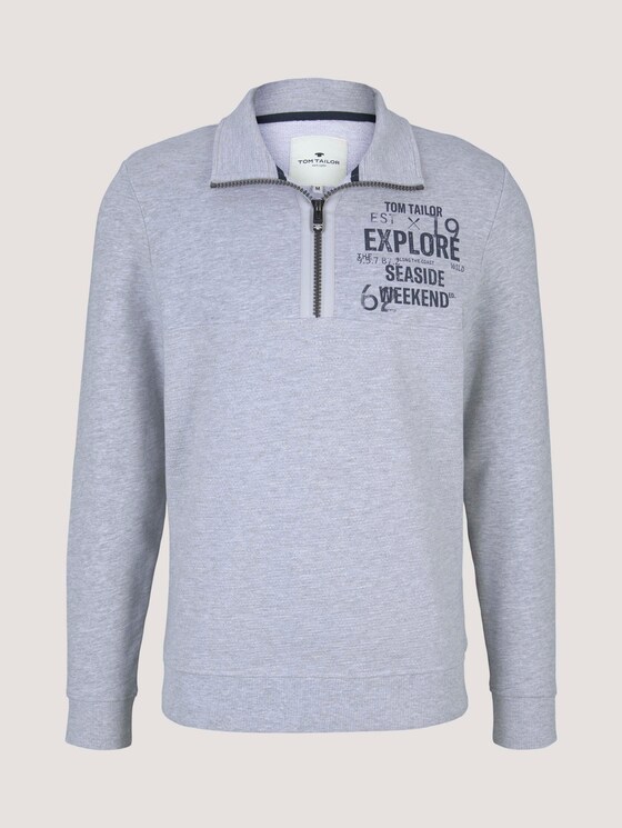 Sweatshirt mit Troyer-Kragen - Männer - Light Stone Grey Melange Sweatshirt mit Troyer-Kragen - Männer - Light Stone Grey Melange - 7 - TOM TAILOR