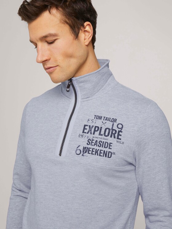Sweatshirt mit Troyer-Kragen - Männer - Light Stone Grey Melange Sweatshirt mit Troyer-Kragen - Männer - Light Stone Grey Melange - 9 - TOM TAILOR