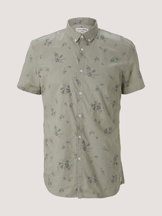 Gemustertes Kurzarmhemd - Männer - olive shredded flower print Gemustertes Kurzarmhemd - Männer - olive shredded flower print - 7 - TOM TAILOR Denim
