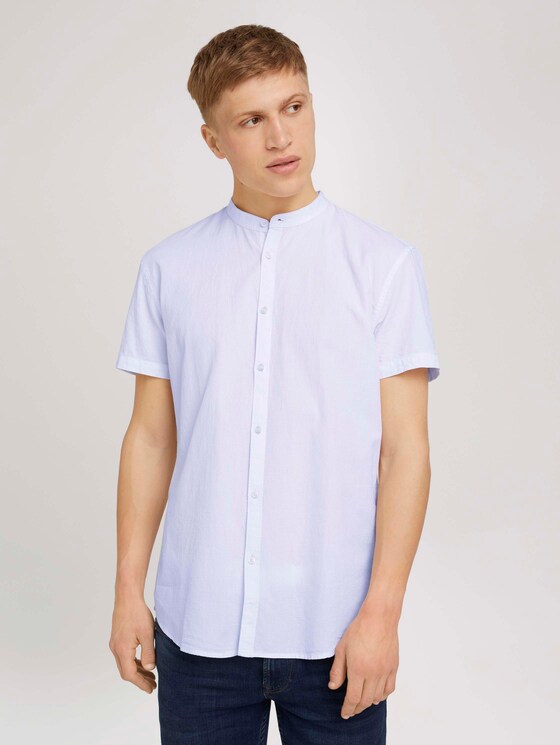 Gemustertes Kurzarmhemd mit Stehkragen - Männer - White Gemustertes Kurzarmhemd mit Stehkragen - Männer - White - 1 - TOM TAILOR Denim