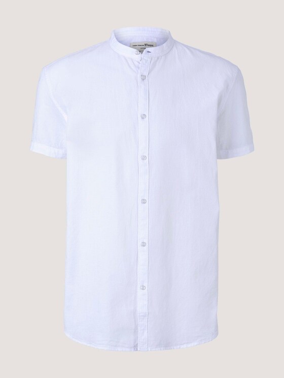 Gemustertes Kurzarmhemd mit Stehkragen - Männer - White Gemustertes Kurzarmhemd mit Stehkragen - Männer - White - 7 - TOM TAILOR Denim