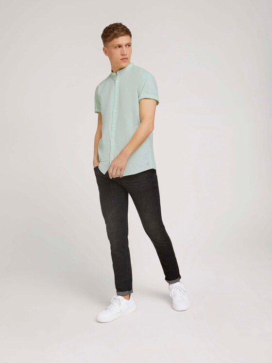 overhemd met korte mouwen en opstaande kraag - Mannen - light mint minimal dobby overhemd met korte mouwen en opstaande kraag - Mannen - light mint minimal dobby - 3 - TOM TAILOR Denim