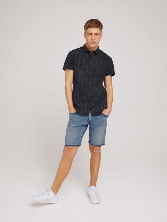 Kurzarmhemd mit Streifenmuster - Männer - black and white stripe Kurzarmhemd mit Streifenmuster - Männer - black and white stripe - 3 - TOM TAILOR Denim