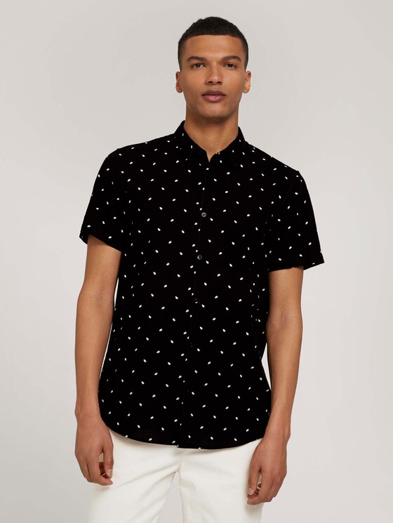 overhemd met korte mouwen en palmprint - Mannen - black mini palm leaf print overhemd met korte mouwen en palmprint - Mannen - black mini palm leaf print - 1 - TOM TAILOR Denim