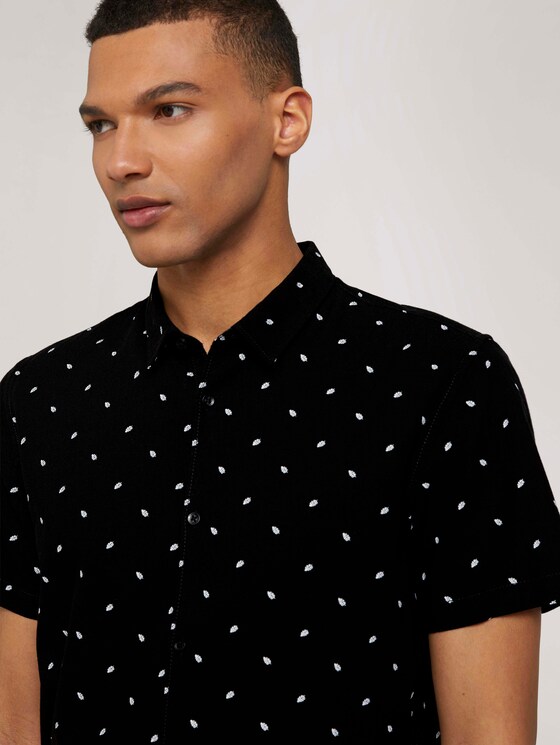 overhemd met korte mouwen en palmprint - Mannen - black mini palm leaf print overhemd met korte mouwen en palmprint - Mannen - black mini palm leaf print - 9 - TOM TAILOR Denim