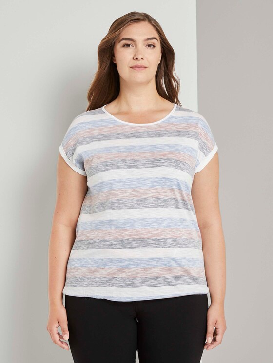 Gestreiftes T-Shirt aus Bio-Baumwolle - Frauen - blue multicolor stripe Gestreiftes T-Shirt aus Bio-Baumwolle - Frauen - blue multicolor stripe - 1 - My True Me