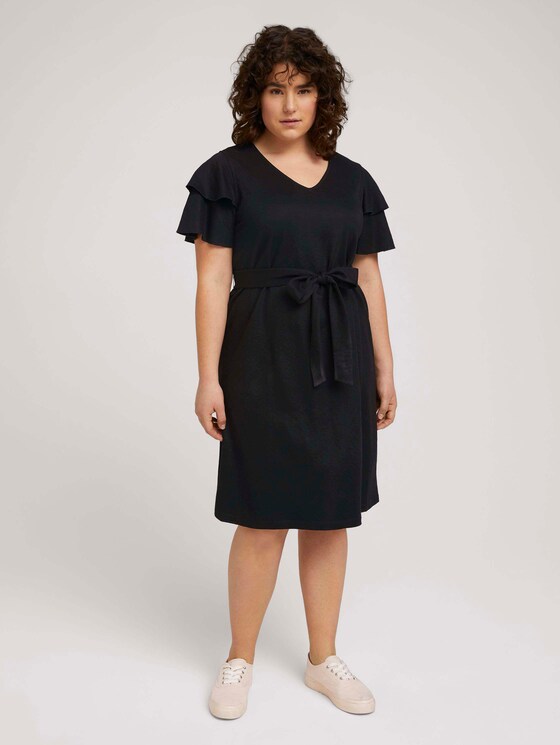 Curvy - Midikleid mit Volant-Ärmeln - Frauen - deep black Curvy - Midikleid mit Volant-Ärmeln - Frauen - deep black - 1 - My True Me