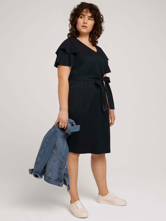Curvy - Midikleid mit Volant-Ärmeln - Frauen - deep black Curvy - Midikleid mit Volant-Ärmeln - Frauen - deep black - 3 - My True Me