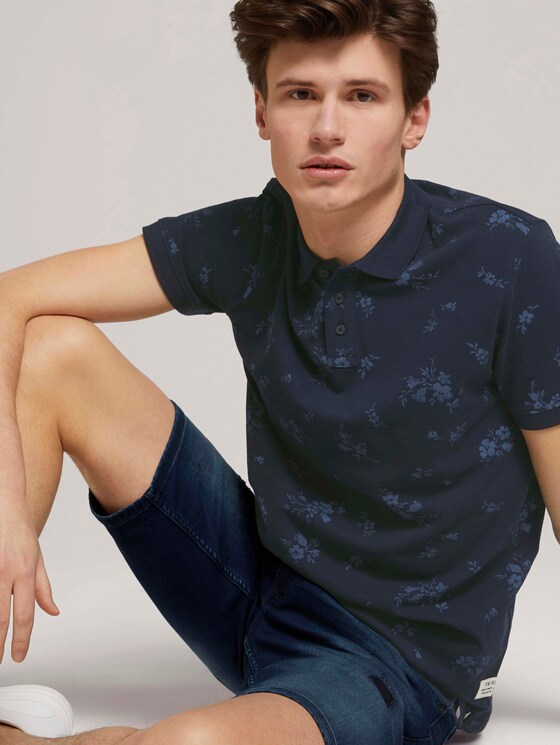 gemustertes Poloshirt - Männer - navy tonal shred flower print gemustertes Poloshirt - Männer - navy tonal shred flower print - 5 - TOM TAILOR Denim