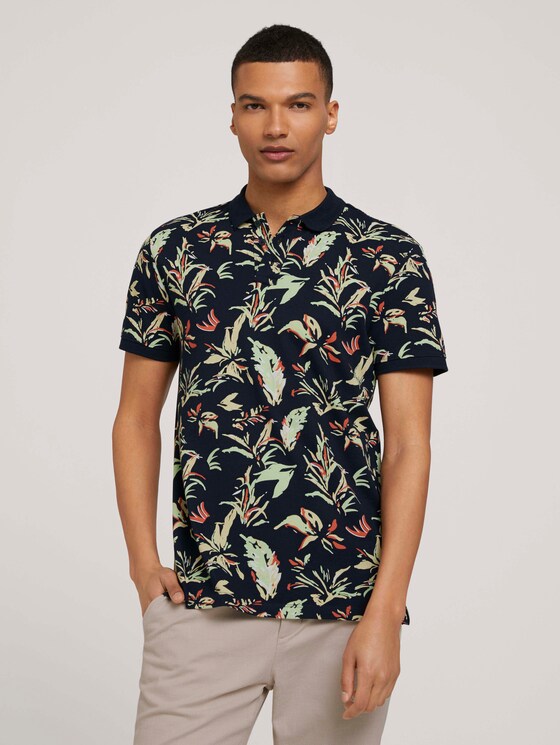 gemustertes Poloshirt - Männer - navy abstract flower print gemustertes Poloshirt - Männer - navy abstract flower print - 1 - TOM TAILOR Denim