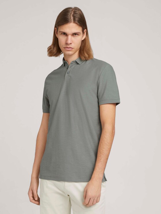 Poloshirt in Melange Optik - Männer - Greyish Shadow Olive Poloshirt in Melange Optik - Männer - Greyish Shadow Olive - 1 - TOM TAILOR Denim