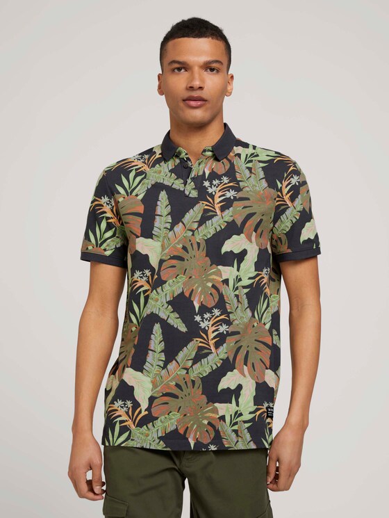 Gemustertes Poloshirt - Männer - tropical monstera leaf print Gemustertes Poloshirt - Männer - tropical monstera leaf print - 1 - TOM TAILOR Denim