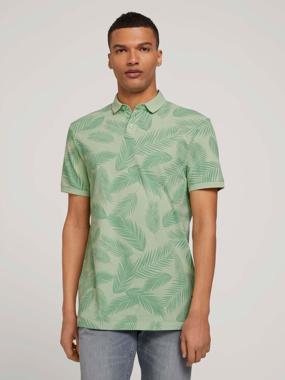 Gemustertes Poloshirt - Männer - mint palm leaves print Gemustertes Poloshirt - Männer - mint palm leaves print - 1 - TOM TAILOR Denim