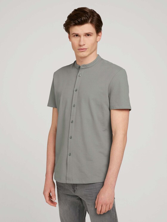Kurzarmhemd mit Stehkragen - Männer - Greyish Shadow Olive Kurzarmhemd mit Stehkragen - Männer - Greyish Shadow Olive - 1 - TOM TAILOR Denim