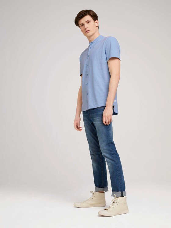 Kurzarmhemd mit Stehkragen - Männer - foggy blue melange Kurzarmhemd mit Stehkragen - Männer - foggy blue melange - 3 - TOM TAILOR Denim