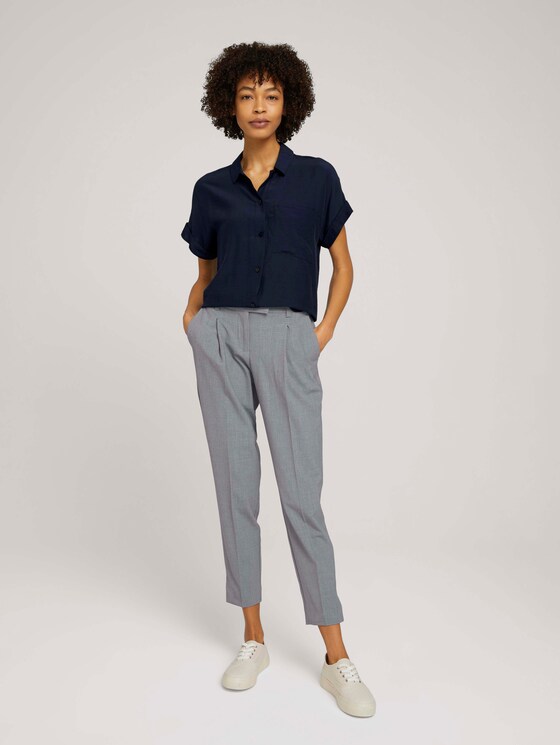 Short-sleeved shirt blouse with a chest pocket - Women - Sky Captain Blue Short-sleeved shirt blouse with a chest pocket - Women - Sky Captain Blue - 3 - Mine to five