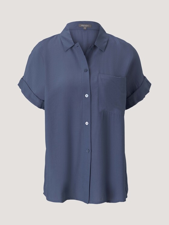 kurzärmlige Hemdbluse - Frauen - Vintage Indigo Blue kurzärmlige Hemdbluse - Frauen - Vintage Indigo Blue - 7 - Mine to five
