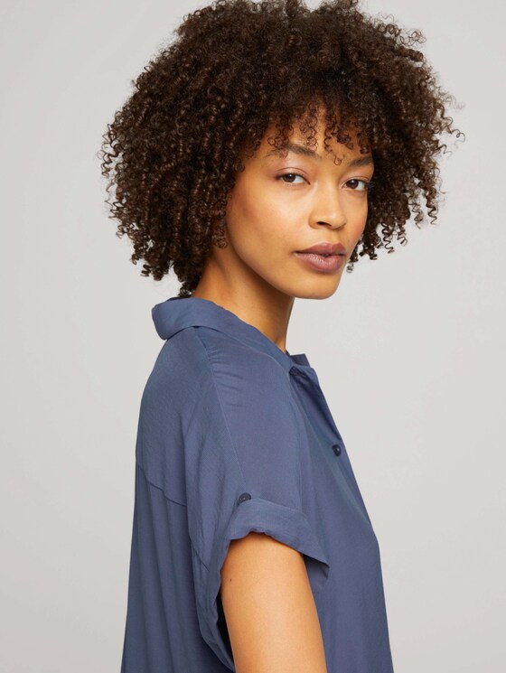 kurzärmlige Hemdbluse - Frauen - Vintage Indigo Blue kurzärmlige Hemdbluse - Frauen - Vintage Indigo Blue - 9 - Mine to five