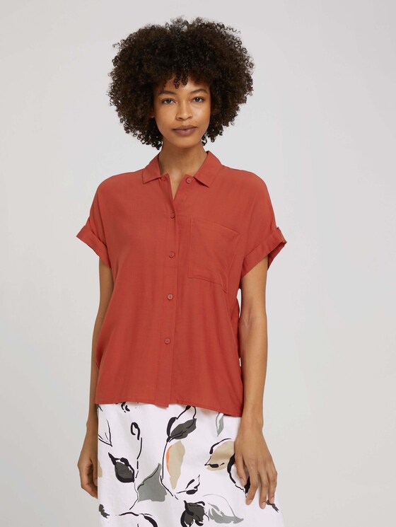 kurzärmlige Hemdbluse - Frauen - Rooibos Orange kurzärmlige Hemdbluse - Frauen - Rooibos Orange - 1 - Mine to five