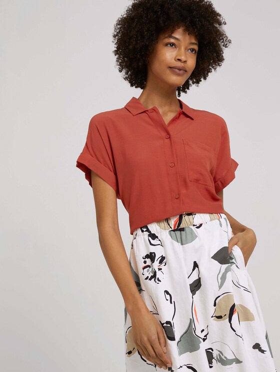kurzärmlige Hemdbluse - Frauen - Rooibos Orange kurzärmlige Hemdbluse - Frauen - Rooibos Orange - 5 - Mine to five