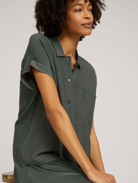 kurzärmlige Hemdbluse - Frauen - deep leaf green kurzärmlige Hemdbluse - Frauen - deep leaf green - 5 - Mine to five
