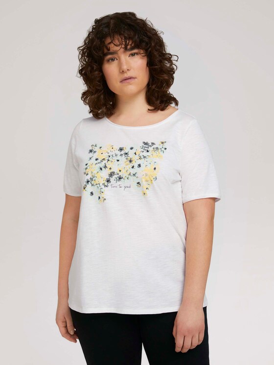 Print T-Shirt mit Bio-Baumwolle - Frauen - Whisper White Print T-Shirt mit Bio-Baumwolle - Frauen - Whisper White - 1 - My True Me