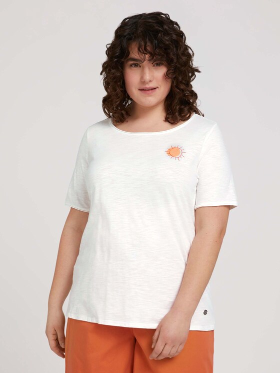 Print T-Shirt mit Bio-Baumwolle - Frauen - Off White Print T-Shirt mit Bio-Baumwolle - Frauen - Off White - 1 - My True Me