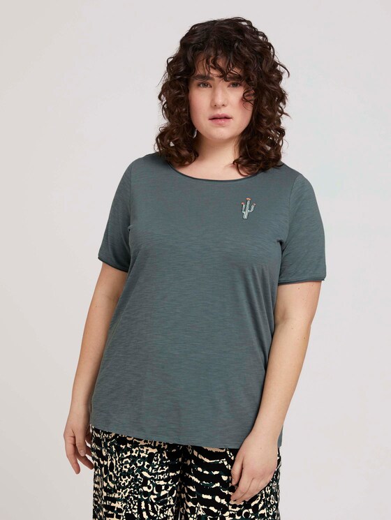 Print T-Shirt mit Bio-Baumwolle - Frauen - washed jasper green Print T-Shirt mit Bio-Baumwolle - Frauen - washed jasper green - 1 - My True Me
