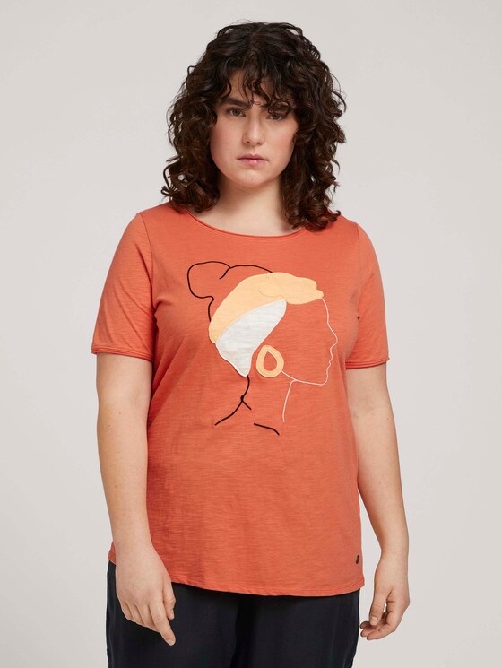 t-shirt with a print made of organic cotton - Women - sundown coral t-shirt with a print made of organic cotton - Women - sundown coral - 1 - My True Me