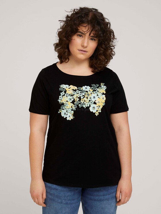 Print T-Shirt mit Bio-Baumwolle - Frauen - Black Print T-Shirt mit Bio-Baumwolle - Frauen - Black - 1 - My True Me