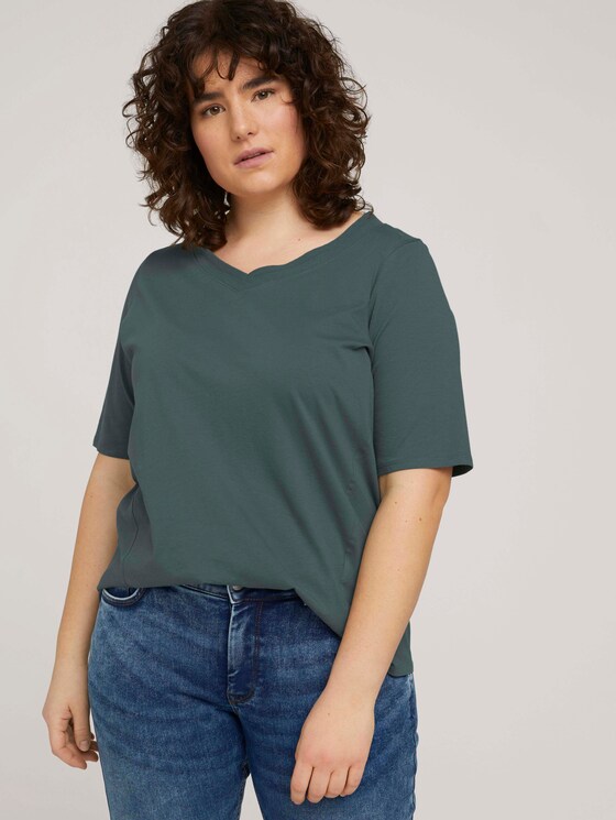 T-Shirt mit V-Ausschnitt aus Bio-Baumwolle - Frauen - washed jasper green T-Shirt mit V-Ausschnitt aus Bio-Baumwolle - Frauen - washed jasper green - 5 - My True Me