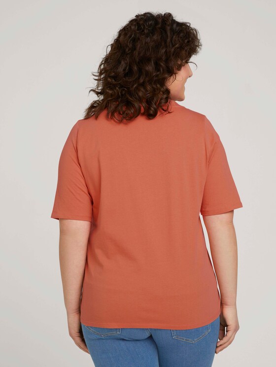 T-Shirt mit V-Ausschnitt aus Bio-Baumwolle - Frauen - sundown coral T-Shirt mit V-Ausschnitt aus Bio-Baumwolle - Frauen - sundown coral - 2 - My True Me