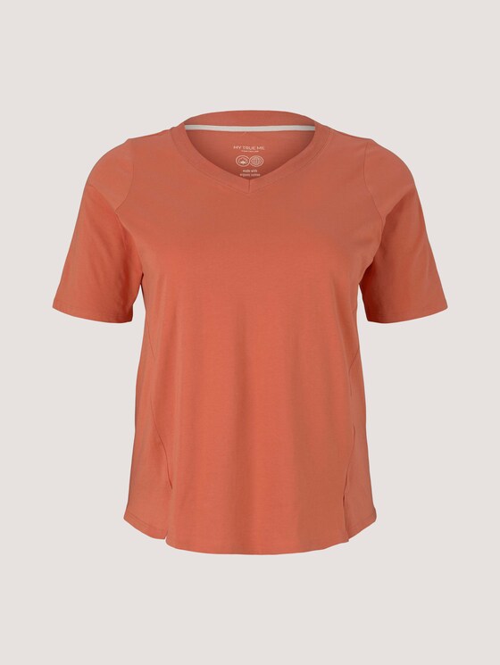 T-Shirt mit V-Ausschnitt aus Bio-Baumwolle - Frauen - sundown coral T-Shirt mit V-Ausschnitt aus Bio-Baumwolle - Frauen - sundown coral - 7 - My True Me