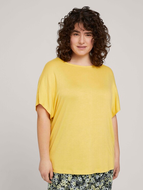 Jersey T-Shirt mit Knopfleiste - Frauen - mellow yellow melange Jersey T-Shirt mit Knopfleiste - Frauen - mellow yellow melange - 1 - My True Me
