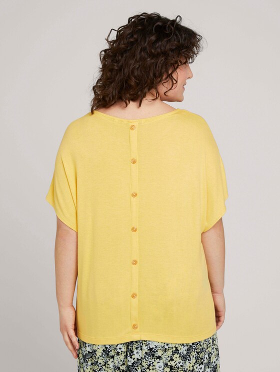 Jersey T-Shirt mit Knopfleiste - Frauen - mellow yellow melange Jersey T-Shirt mit Knopfleiste - Frauen - mellow yellow melange - 2 - My True Me