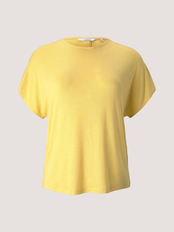 Jersey T-Shirt mit Knopfleiste - Frauen - mellow yellow melange Jersey T-Shirt mit Knopfleiste - Frauen - mellow yellow melange - 7 - My True Me