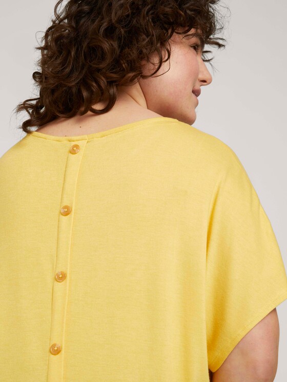 Jersey T-Shirt mit Knopfleiste - Frauen - mellow yellow melange Jersey T-Shirt mit Knopfleiste - Frauen - mellow yellow melange - 9 - My True Me
