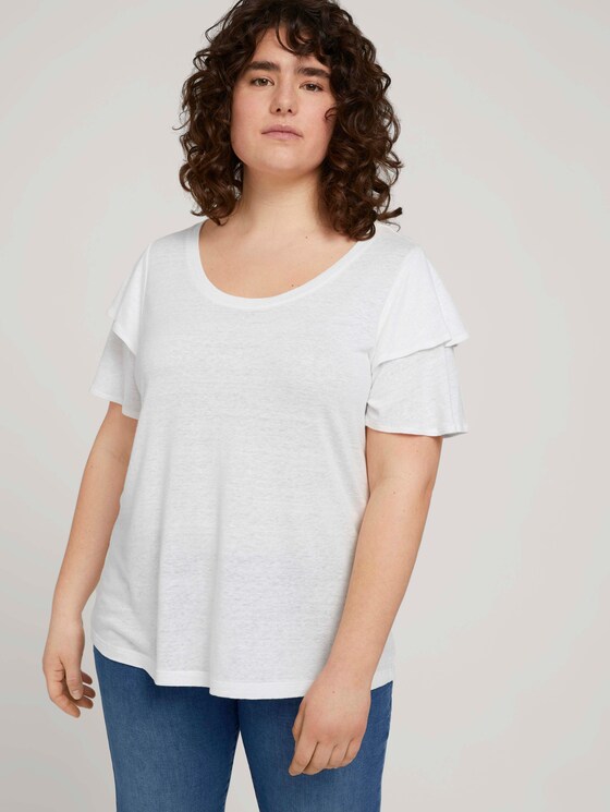 T-Shirt mit Rüschenärmel - Frauen - Whisper White T-Shirt mit Rüschenärmel - Frauen - Whisper White - 5 - My True Me