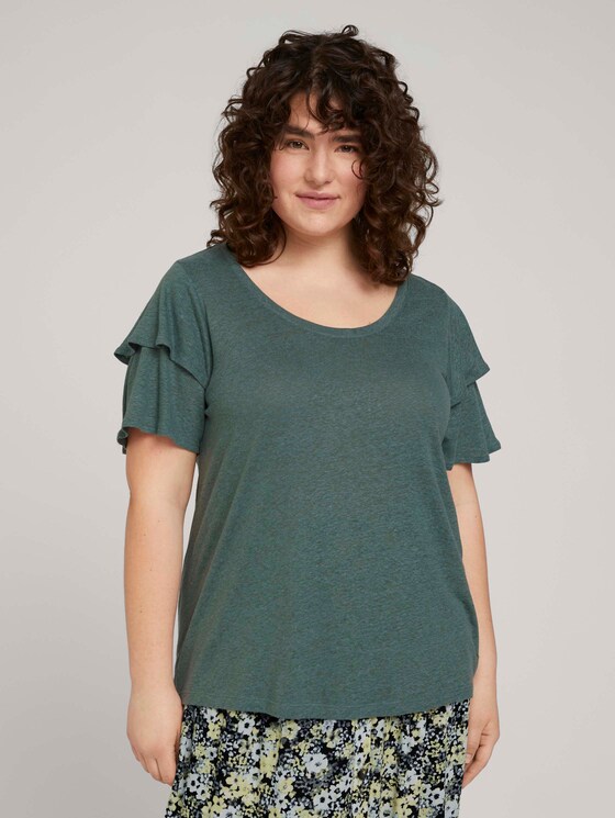 T-Shirt mit Rüschenärmel - Frauen - washed jasper green T-Shirt mit Rüschenärmel - Frauen - washed jasper green - 1 - My True Me